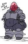 belly big_belly circuitry dialogue female grey_body machine navel not_furry nude obese obese_female obese_humanoid overweight overweight_female overweight_humanoid simple_background solo standing text thick_thighs wide_hips wittless-pilgrim fallout microsoft humanoid protectron_(fallout) robot 2019 colored digital_drawing_(artwork) digital_media_(artwork) english_text flat_colors signature watermark