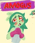 amogus among_us among_us_eyes anthro cartoon_network clothing crewmate_(among_us) digital_media_(artwork) female fink_(ok_k.o.!_lbh) fur gloves green_body green_fur green_hair hair handwear hi_res humor innersloth kakfox mammal meme murid murine nakomiv ok_k.o.!_let's_be_heroes rat rodent simple_background solo young