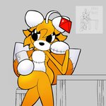 2_tails anthro chair doll electronics female furniture looking_at_object looking_at_phone mouthless multi_tail on_chair phone sitting sitting_on_chair solo stitch_(sewing) table tail kirbydoll sega sonic_the_hedgehog_(series) tails_doll animate_inanimate canid canine fox living_doll mammal 1:1 hi_res
