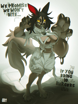 anthro big_breasts black_hair black_nose breasts clothed clothed_anthro clothed_female clothing female female_anthro grin hair liquid looking_at_viewer midriff red_inner_ear smile solo tail text yellow_eyes swiwwel mir_(swiwwel) canid canine mammal 2025 absurd_res digital_drawing_(artwork) digital_media_(artwork) english_text hi_res signature