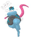 anthro big_breasts big_butt black_body black_fur blue_clothing blush bra breasts bubble_butt butt clothed clothing embarrassed female fur genitals huge_breasts huge_butt huge_hips huge_thighs humor long_socks navel overweight overweight_female pink_nose pink_tail pussy rat_tail shaking shy slightly_chubby solo tail text thick_tail thick_thighs underwear undressing wide_hips spooniel spani thicc_cheese mammal murid murine rat rodent hi_res