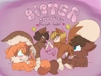 after_sex age_difference all_fours anthro bed blonde_hair blush bodily_fluids brother_swap brown_body brown_fur brown_hair feet female female_anthro fur furniture genital_fluids genitals group group_sex hair hand_holding holding_penis humanoid_genitalia humanoid_penis imminent_sex imminent_vaginal looking_at_another looking_back lying male male/female male_anthro nude older_male on_back on_bed on_bottom on_top orange_body orange_fur partner_swap paws penis precum raised_tail relative_swap reverse_cowgirl_position sex sex_denial sibling_swap simple_background sister_swap smug smug_grin tail tail_on_head text twintails_(hairstyle) vaginal_fluids vulva young young_anthro young_female younger_female anonymous_artist bittersweet_candy_bowl abbey_(bcb) molly_(bcb) paulo's_sister_(bcb) paulo_(bcb) domestic_cat felid feline felis mammal hi_res brother_(lore) brother_and_sister_(lore) sibling_(lore) sister_(lore)