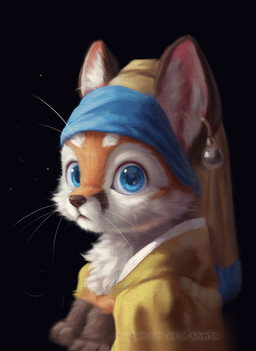 ambiguous_gender black_nose blue_eyes brown_body brown_fur chibi clothing countershading daww dutch_golden_age ear_piercing ear_ring feral fur glistening glistening_eyes gloves_(marking) inner_ear_fluff markings multicolored_body multicolored_fur orange_body orange_fur paws piercing ring_piercing simple_background solo style_emulation text tuft whiskers white_body white_fur silverfox5213 girl_with_a_pearl_earring big_nug canid canine canis fox mammal red_fox true_fox 2020 bust_portrait digital_media_(artwork) digital_painting_(artwork) inspired_by_formal_art painting_(artwork) portrait url
