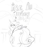 anthro big_butt bodily_fluids butt eyelashes female hair horn rear_view solo sweat tail text wings raljoy friendship_is_magic hasbro my_little_pony mythology princess_cadance_(mlp) equid equine horse mammal mythological_creature mythological_equine pony winged_unicorn 2023 black_and_white cover english_text hi_res monochrome