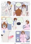 :3 ^_^ age_difference anthro audrey_(woofyrainshadow) balls becoming_erect big_penis black_ears black_nose blue_eyes blush brown_hair canid canine canis casual_nudity circumcised clothed clothed/nude clothed_female clothing comic dialogue domestic_dog duo electronics embarrassed english_text erection exclamation_point eyes_closed female flaccid fully_clothed fur furniture genitals gesture glans hair hair_over_eye hand_gesture hi_res humanoid_genitalia humanoid_penis husky looking_at_genitalia looking_at_penis male mammal mature_anthro mature_female mother_(lore) mother_and_child_(lore) mother_and_son_(lore) multicolored_tail nervous nordic_sled_dog nude older_female on_sofa one_eye_obstructed open_mouth open_smile pajamas parent_(lore) parent_and_child_(lore) parent_and_son_(lore) penis penis_awe pink_penis pointing pointing_at_penis raised_tail sitting slightly_chubby smile sofa son_(lore) speech_bubble spitz standing surprise tail television text tongue towel url vein veiny_penis white_body white_fur woofy_(woofyrainshadow) woofyrainshadow younger_male