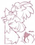 breasts butt doorway featureless_breasts female looking_back macro mouthless non-mammal_breasts simple_background solo stuck white_background dorian-bc nintendo pokemon becky_(dorian-bc) fan_character avian blaziken generation_3_pokemon pokemon_(species) monochrome sketch