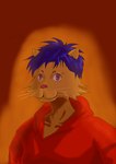 aura blue_hair clothing hair male red_clothing solo young yopo9810 domestic_cat felid feline felis humanoid mammal 2021 absurd_res digital_drawing_(artwork) digital_media_(artwork) hi_res