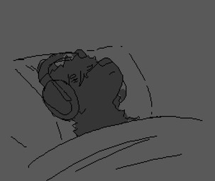 anthro bed bed_covers bedding blanket electronics fur furniture grey_background grey_body grey_fur hair headphones lying male mouth_closed neck_tuft pillow simple_background solo tuft under_covers mertvykhcrows hazen bear mammal 2025 animated digital_media_(artwork) icon pixel_(artwork) pixel_animation reaction_image sketch