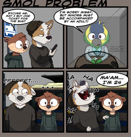 anthro bus bus_station bus_stop bus_stop_sign clothing commercial_vehicle dialogue female male short text ticket_booth tomboy vehicle corginamedbruno lunaxof_(artist) avian bird canid canine canis domestic_dog herding_dog mammal mustelid otter parrot pastoral_dog welsh_corgi comic english_text hi_res