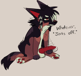 animal_genitalia animal_penis anus balls black_body black_fur brown_body brown_fur canine_genitalia canine_penis circle_eyebrows coontail_hair emo_haircut erection eyebrows feral frown fur genitals gloves_(marking) hair highlights_(coloring) knot leg_markings male markings masturbation multicolored_body multicolored_fur pawpads penis raccoon_tail_hair red_eyes red_pawpads red_penis socks_(marking) solo teeth text white_body white_fur wastepaw jasper_(wastepaw) canid canine canis coydog coyote domestic_dog herding_dog hybrid malinois_dog mammal pastoral_dog sheepdog 2026 digital_drawing_(artwork) digital_media_(artwork) english_text hi_res sketch
