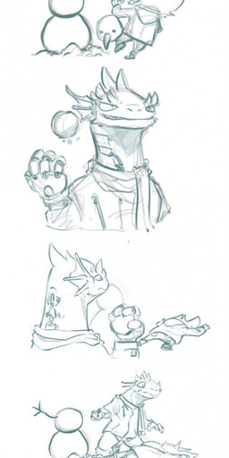 anthro bat_ears bottomwear clothed clothing cybernetic_arm cybernetic_limb cybernetics duo fur holding_object jacket lying machine male mechanical_arm on_front pants scarf simple_background snow snowball snowball_fight snowman standing topwear tuft neungsonie battery_(neungsonie) ecko_(neungsonie) bat desert_long-eared_bat lizard mammal reptile scalie wingless_bat comic digital_media_(artwork) hi_res monochrome sketch