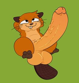 3_toes balls big_balls big_penis brown_body brown_fur buckteeth countershade_torso countershading crossgender eyelashes feet feral ftm_crossgender fur genitals green_background huge_balls huge_penis humanoid_genitalia humanoid_penis hyper hyper_genitalia hyper_penis lying male monotone_background nude on_back penis simple_background smile solo tan_balls tan_body tan_fur tan_penis teeth toes vein veiny_penis whiskers crazymazies disney hoppers_(disney) pixar mabel_tanaka beaver mammal rodent absurd_res hi_res gynomorph_(lore)