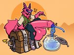 anthro balls bared_teeth big_balls big_penis blue_cum bodily_fluids bodily_fluids_drip bottomwear clothed clothing colored_cum cum excessive_cum excessive_genital_fluids foreskin fur genital_fluids genitals grin huge_balls huge_penis hyper hyper_balls hyper_genitalia hyper_penis jacket letterman_jacket male nails open_bottomwear open_clothing open_pants pants penis pinata pink_body pink_fur shield_potion sitting smile solo throbbing throbbing_balls topwear treasure_chest unusual_bodily_fluids unusual_cum unusual_genital_fluids sokafuzz epic_games fortnite fortnite:_battle_royale andy_fangerson alebrije animate_inanimate canid canine canis living_pinata mammal wolf hi_res