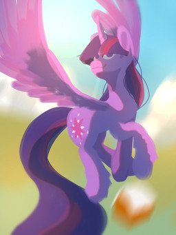 bangs female feral flying horn looking_at_viewer purple_body smile smiling_at_viewer solo strand_of_hair tail wings wheatlez friendship_is_magic hasbro my_little_pony mythology twilight_sparkle_(mlp) equid equine mammal mythological_creature mythological_equine winged_unicorn 3:4 hi_res