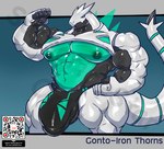 anthro areola biped male muscular muscular_anthro muscular_male nipples pecs qr_code solo tail masterelrest nintendo pokemon future_pokemon generation_9_pokemon iron_thorns paradox_pokemon pokemon_(species) scalie shiny_pokemon hi_res