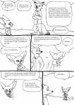 anthro bernielover canid canine clothed clothing comic disney duo english_text fennec_fox finnick_(zootopia) fox fur hi_res hiding male mammal monochrome nick_wilde red_fox simple_background smile speech_bubble text true_fox white_background zootopia