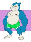 3_toes 4_fingers angry anthro barefoot belly big_deltoids big_hands big_muscles big_pecs black_sclera blue_arms blue_body blue_ears blue_face blue_fingers blue_fur blue_hands blue_legs blue_neck bottomwear brown_nipples chest_tuft claws closed_frown clothed clothed_anthro clothed_male clothing deltoids ears_back feet fingers fur green_bottomwear green_clothing green_shorts half-closed_eyes huge_deltoids huge_muscles huge_pecs humanoid_hands leg_markings looking_forward male male_anthro manly markings multicolored_body multicolored_bottomwear multicolored_clothing multicolored_fur multicolored_shorts musclegut muscular muscular_anthro muscular_arms muscular_male muscular_thighs narrowed_eyes navel nipples pattern_bottomwear pattern_clothing pattern_shorts pecs pivoted_ears plantigrade pokemorph purple_background short shorts shorts_only simple_background slightly_chubby slightly_chubby_anthro slightly_chubby_male socks_(marking) solo standing striped_bottomwear striped_clothing striped_shorts stripes three-quarter_view toes topless topless_anthro topless_male tuft two_tone_body two_tone_bottomwear two_tone_clothing two_tone_face two_tone_fur two_tone_neck two_tone_shorts white_background white_belly white_body white_bottomwear white_chest white_claws white_clothing white_face white_feet white_fur white_markings white_neck white_shorts white_stripes white_toes yellow_eyes bristol nintendo pokemon generation_1_pokemon pokemon_(species) snorlax 2021 absurd_res colored digital_drawing_(artwork) digital_media_(artwork) flat_colors full-length_portrait hi_res portrait