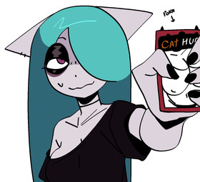 anthro black_clothing black_eyeshadow black_fingernails black_nails black_shirt black_topwear blue_hair bodily_fluids breasts cellphone clothed clothed_anthro clothed_female clothing collarbone colored_nails ear_piercing electronics eyeshadow female female_anthro fingernails fingers glistening_eyelids hair hair_over_eye holding_cellphone holding_object holding_phone holding_smartphone makeup mouth_closed nails off_shoulder one_eye_obstructed phone piercing pornography shirt simple_background smartphone solo sweat sweatdrop topwear white_background white_sclera xarop77 domestic_cat felid feline felis mammal 2025 bust_portrait digital_drawing_(artwork) digital_media_(artwork) english_description portrait