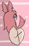 anthro anthrofied big_ears butt eyewear female fur glasses hair long_hair looking_at_viewer looking_back missing_limbs pink_body pink_ears pink_fur pokemorph simple_background solo darayajonjet nintendo pokemon fan_character javisylveon_(mintyspirit) eeveelution generation_6_pokemon pokemon_(species) sylveon hi_res