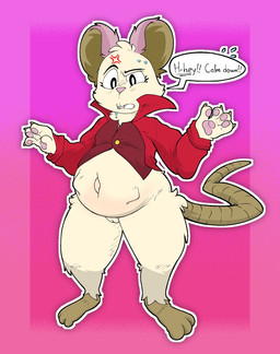 annoyed anthro bodily_fluids bottomless bottomless_anthro bottomless_female clothed clothing dialogue female fetal_movement genitals pregnant pregnant_anthro pregnant_female solo speech_bubble standing sweat vulva anonymous_artist mina_the_hollower yacht_club_games mina_(mina_the_hollower) mammal mouse murid murine rodent hi_res