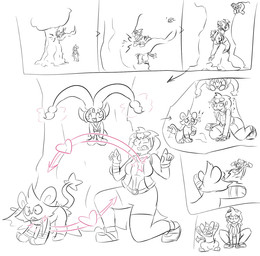annoyed antennae_(anatomy) belt body_swap bottomwear branch clothing confusion eyewear female footwear fur gloves goggles hair handwear heart_swap jacket long_hair paws plant scarf shirt shoes shorts sitting sitting_on_ground spread_arms surprised tail topwear tree unexpected eliktroniq nintendo pokemon generation_4_pokemon human legendary_pokemon mammal manaphy pokemon_(species) shinx hi_res sketch