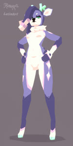 anthro breasts breathing confident dreadlocks featureless_breasts featureless_crotch female grey_background looking_at_viewer looking_down neck_tuft nude nude_anthro nude_female purple_body simple_background solo tuft lotix nammers deer mammal 1:2 3d_(artwork) 3d_animation animated digital_media_(artwork) hi_res no_sound short_playtime