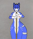 anthro blue_body breasts eyes_closed female meditation nipples nude solo yukkooart nintendo star_fox krystal_(star_fox) canid canine fox mammal 2021 digital_media_(artwork) hi_res sketch