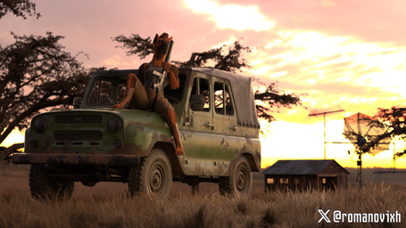 anthro clothing female gun ranged_weapon savanna solo vehicle weapon romanovixh vice hyena mammal 16:9 3d_(artwork) 4k absurd_res digital_media_(artwork) hi_res widescreen