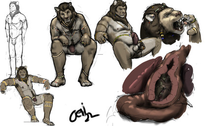 anthro balls black_text bodily_fluids brown_mane butt erection fatal_vore flaccid fur genitals gold_(metal) gold_jewelry group head_first hug humanoid_genitalia humanoid_penis inside_stomach internal jewelry macro macro_pred male male/male male_pred male_prey mane micro micro_abuse micro_male micro_on_balls micro_prey multiple_prey nude_macro nude_micro nude_pred open_mouth oral_vore penis perineum saliva scared simple_background sitting smothering standing struggling struggling_prey tan_body tan_fur teeth text tongue vore white_background jeri_kleinlowe felid lion mammal mouse murid murine pantherine rodent 2022 5:3 colored signature