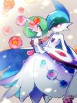 ambiguous_gender blush clothing dress duo flower green_hair hair male open_mouth plant red_eyes xx56su_x nintendo pokemon generation_6_pokemon humanoid mammal mega_evolution mega_gallade mega_gardevoir pokemon_(species) 2015 3:4 hi_res