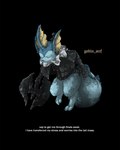 ambiguous_gender armor big_tail black_background blue_body clothed clothing fingers holding_melee_weapon holding_object holding_weapon long_tail melee_weapon paws simple_background solo tail text weapon white_eyes goblin_serf nintendo pokemon pokemon_mystery_dungeon spike_chunsoft eeveelution generation_1_pokemon pokemon_(species) vaporeon 2021 4:5 artist_name digital_media_(artwork) english_text hi_res