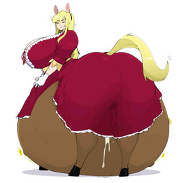 belly_on_ground big_breasts big_butt bite biting_lip blonde_hair bodily_fluids breasts brown_body brown_fur butt clothed clothed_taur clothing dress eyes_closed female fur genital_fluids gloves hair handwear hooves horse_ears horse_tail hyper hyper_pregnancy labor looking_away pregnant pregnant_female pregnant_taur solo standing taur_lower_pregnancy water_breaking zeruxu european_mythology greek_mythology mythology estelle_bellegarde centaur equid equid_taur humanoid_taur mammal mammal_taur taur absurd_res hi_res