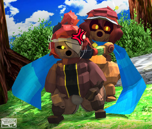 butt duo forest forest_background male male/male nature nature_background plant tree murderdroid_(artist) majora's_mask nintendo the_legend_of_zelda deku_(tloz) deku_scrub elemental_creature flora_fauna humanoid hi_res
