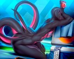 2017 anthro biped breasts cellphone claws digital_media_(artwork) electronics female generation_7_pokemon half-closed_eyes holding_object holding_pokeball kneeling lizard long_tail looking_at_viewer narrowed_eyes nintendo nipples non-mammal_breasts nude phone pokeball pokemon pokemon_(species) pupils reptile salazzle scalie shaded side_view skygracer slit_pupils smile solo standard_pokeball tail