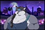 anthro big_breasts blue_eyes breasts building clothing female fur grey_body grey_fur hair huge_breasts multicolored_body multicolored_fur muscular muscular_anthro muscular_female planet ponytail sky solo star starry_sky topwear two_tone_body two_tone_fur white_body white_fur white_hair xxsparcoxx colosa_(xxsparcoxx) sophia_(xxsparcoxx) canid canine canis mammal wolf 2016 digital_media_(artwork)