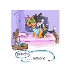 all_fours ambiguous_gender ambiguous_penetration anthro anthro_on_anthro bed bedroom biped black_body black_tail blush bong bottomless clothed clothed_sex clothing dialogue dipstick_tail doggystyle dress drugs duo ears_back food from_behind_position fruit furniture green_hair hair half-closed_eyes header header_box inside leaf leaf_hair long_tail looking_pleasured male male/ambiguous marijuana markings moan multicolored_body multicolored_tail narrowed_eyes on_bed one_eye_closed open_mouth orange_body orange_tail penetration pillow pivoted_ears plant plant_hair pseudo_hair sex shirt side_view smile speech_bubble stoned substance_intoxication table tail tail_markings text text_header topwear two_tone_body upskirt_sex white_body white_tail window yellow_sclera メリ animal_crossing nintendo punchy_(animal_crossing) tangy_(animal_crossing) domestic_cat elemental_creature felid feline felis flora_fauna food_creature living_fruit mammal 2014 aliasing digital_drawing_(artwork) digital_media_(artwork) english_text full-length_portrait low_res portrait