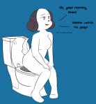 anthro bathroom big_breasts biped black_nose blush breasts dialogue eyebrows featureless_breasts female looking_at_viewer nude open_mouth simple_background sitting smile solo text toilet toilet_use notmypornaccount bittersweet_candy_bowl rachel_(bcb) canid canine canis domestic_dog mammal 2018 absurd_res digital_media_(artwork) english_text hi_res young_(lore)