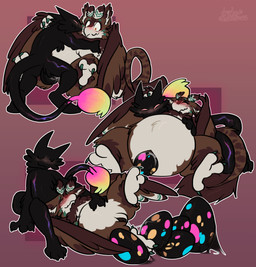 abdominal_bulge ambiguous_gender belly belly_expansion belly_inflation big_belly blush blush_lines blushing_profusely bodily_fluids brown_body brown_fur duo duo_focus egg expansion feathered_wings feathers female feral fur genital_fluids genitals group huge_belly inflation multicolored_body multicolored_fur oviposition ovipositor paintbrush_tail pregnant pregnant_female pregnant_feral sex spread_legs spreading tentacle_ovipositor tentacles vaginal_fluids vaginal_oviposition wings lustwasp avian bird felid feline felis ink_creature mammal owl absurd_res hi_res sketch_page