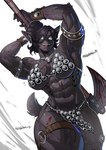 anthro armor axe bikini bikini_armor blood blood_on_face blood_on_weapon bodily_fluids chainmail chainmail_bikini clothing female green_eyes muscular muscular_female solo swimwear two-piece_swimsuit unconvincing_armor weapon inugatami ayla_(inugatami) absurd_res hi_res