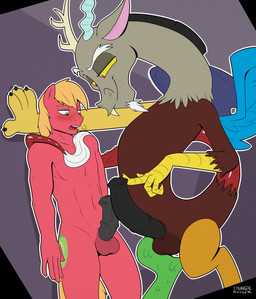 animal_genitalia animal_penis anthro ball_size_difference balls blue_body blue_feathers comparing comparing_penis duo equine_genitalia equine_penis erection feathered_wings feathers frottage genitals interspecies looking_at_genitalia looking_at_penis male male/male membrane_(anatomy) membranous_wings nude penile penis penis_size_difference penises_touching sex wings strangerdanger friendship_is_magic hasbro my_little_pony big_macintosh_(mlp) discord_(mlp) chimera draconequus earth_pony equid equine horse mammal pony 2015 absurd_res hi_res
