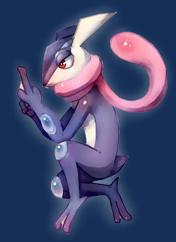 ambiguous_gender anthro blue_eyes fingers pupils red_eyes solo tongue tongue_out white_pupils white_sclera flavia-elric nintendo pokemon amphibian frog generation_6_pokemon greninja pokemon_(species) 2016 absurd_res alpha_channel digital_media_(artwork) hi_res