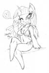 anthro anthrofied bikini biped blush breasts clothing feathered_wings feathers female fur gesture hair hand_gesture heart_symbol horn looking_at_viewer navel one_eye_closed sitting smile solo swimwear two-piece_swimsuit v_sign wings wink danmakuman friendship_is_magic hasbro my_little_pony mythology twilight_sparkle_(mlp) equid equine mammal mythological_creature mythological_equine winged_unicorn 2014 black_and_white hi_res monochrome sketch