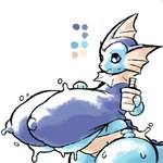 anthro beverage big_breasts bodily_fluids breasts bubble_tea female huge_breasts hyper hyper_breasts solo sweat nucr4r nintendo pokemon eeveelution generation_1_pokemon pokemon_(species) vaporeon 1:1 hi_res