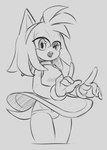 accessory anthro bracelet clothing dress female gloves hair_accessory hairband handwear jewelry looking_at_viewer panties solo tail underwear sparkydb sega sonic_the_hedgehog_(series) amy_rose eulipotyphlan hedgehog mammal hi_res monochrome sketch