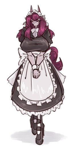 anthro apron big_breasts biped breasts clothed clothing cuffs_(clothing) dress eyelashes female footwear front_view grey_body hair hands_together high_heels jewelry legwear lidded_eyes long_dress long_hair looking_at_viewer maid_headdress maid_uniform necklace red_eyes red_hair red_tail shoes simple_background solo standing stockings tail thick_eyelashes uniform waist_bow white_background mokkoyu betty_(mokkoyu) canid canine canis mammal wolf 2025 absurd_res digital_drawing_(artwork) digital_media_(artwork) full-length_portrait hi_res portrait