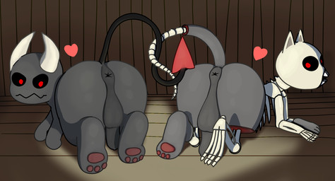 butt duo exposed_flesh feral heart_symbol looking_at_viewer male presenting presenting_hindquarters sharp_teeth teeth jilohepi find_matts_catts demon felid feline mammal undead zombie hi_res