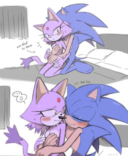 anthro bed bedroom blush breasts duo eyes_closed female furniture hair_down hand_on_breast hand_on_hip hero hug male male/female naturally_censored nude nuzzling princess romantic romantic_couple royalty simple_background smile yellow_eyes yeoon sega sonic_the_hedgehog_(series) blaze_the_cat sonic_the_hedgehog domestic_cat eulipotyphlan felid feline felis hedgehog mammal hi_res