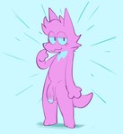 aimkid_(copyright) anthro blue_glans blue_sclera canid canine canis eyelashes fur genitals ghost glans hi_res humanoid_genitalia humanoid_penis looking_at_viewer male mammal penis pink_body pink_fur pink_penis soft_fuzzy_man_(aimkid) solo spirit tacogatooooo toony wolf