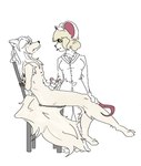 anthro black_eyes blonde_hair blush breasts claws clothing duo female fur genitals hair hat headgear headwear male male/female nurse nurse_clothing nurse_headwear pawpads paws penis sex smile tail white_body white_fur yellow_eyes unknown_artist terrible_mouse lorna_(terrible_mouse) canid canine canis mammal mouse murid murine rat rodent wolf hi_res source_request