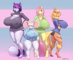 anthro anthrofied big_breasts bottomless breasts butt camel_toe cleavage clothed clothing erect_nipples female group hair hair_over_eye huge_breasts long_hair nipple_outline nipples one_eye_obstructed pokemorph short_hair sweater topwear plankboy friendship_is_magic hasbro my_little_pony nintendo pokemon fluttershy_(mlp) kitty_(plankboy) naomi_(plankboy) patricia_(plankboy) arcanine canid canine equid equine generation_1_pokemon horse mammal mouse murid murine pokemon_(species) pony rodent 2015 absurd_res crossover hi_res